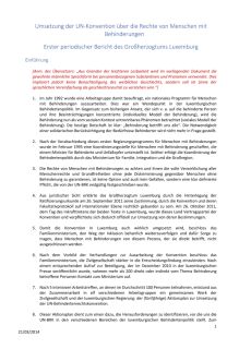 Umsetzung des UNBRK - Erster Bericht des Grossherzogtums Luxemburg